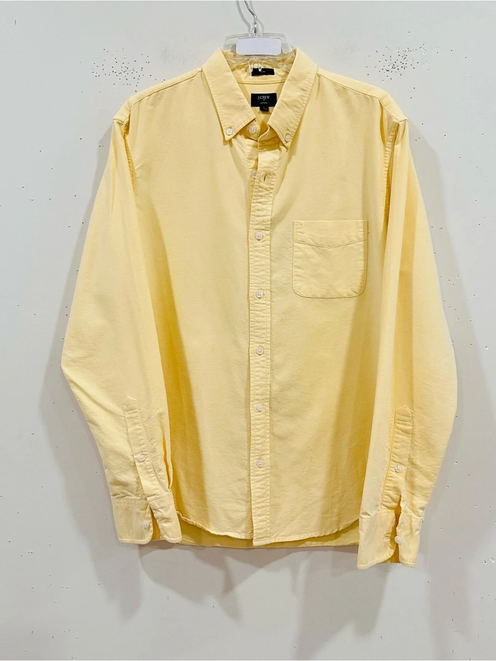 J.Crew Mens Oxford Shirt Large L Slim Fit Yellow Button Down Long Sleeve Cotton